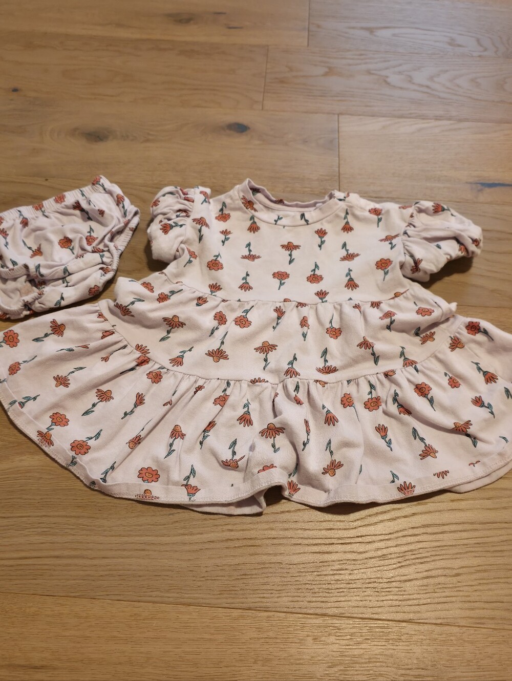 Jessica Simpson Light Blush Floral Baby Dress with Bloomer